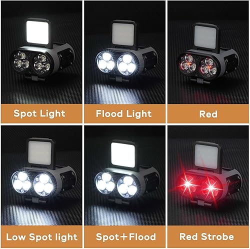 Miniatura 3 de Luz LED para sombrero, 2 piezas de 900 lúmenes regulables con clip en la tapa, faro recargable, 180 ajustable, manos libres, linterna frontal