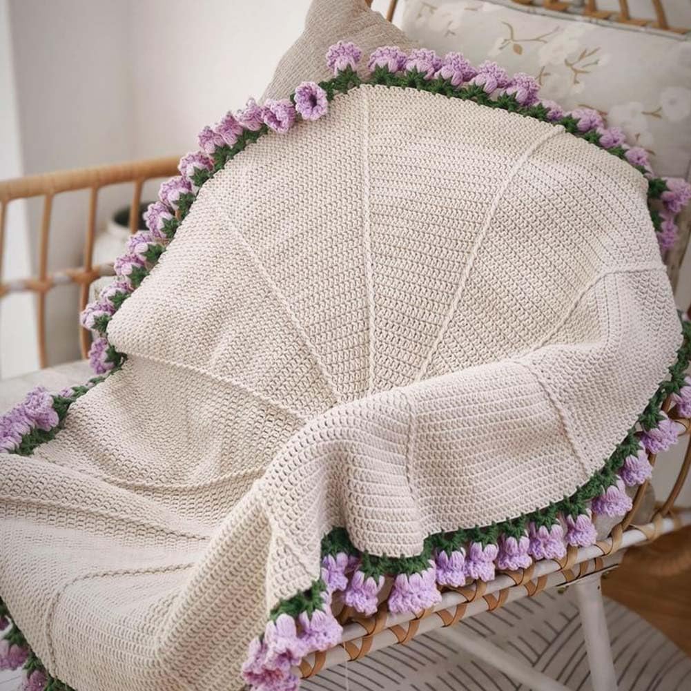 Vintage Dralon Bruine Deken Bloemen Tweepersoons | Kerst | Plaid | Vintage