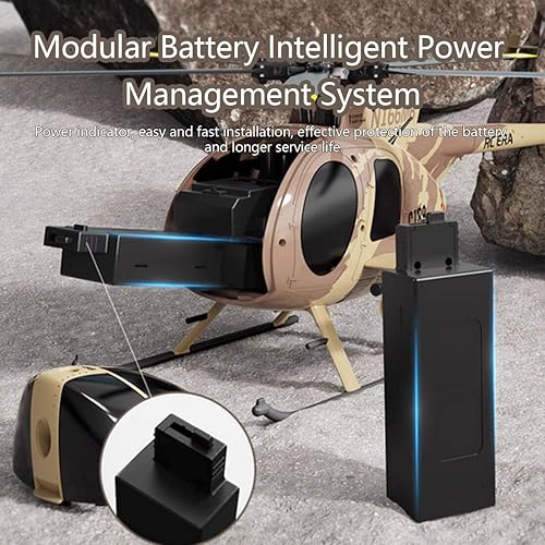 Miniatura 6 de Aetheria Helicóptero de control remoto MD500, 2.4G 4CH de un solo rotor Little Bird modelo de avión RC regalo para adultos con giroscopio de 6 ejes,