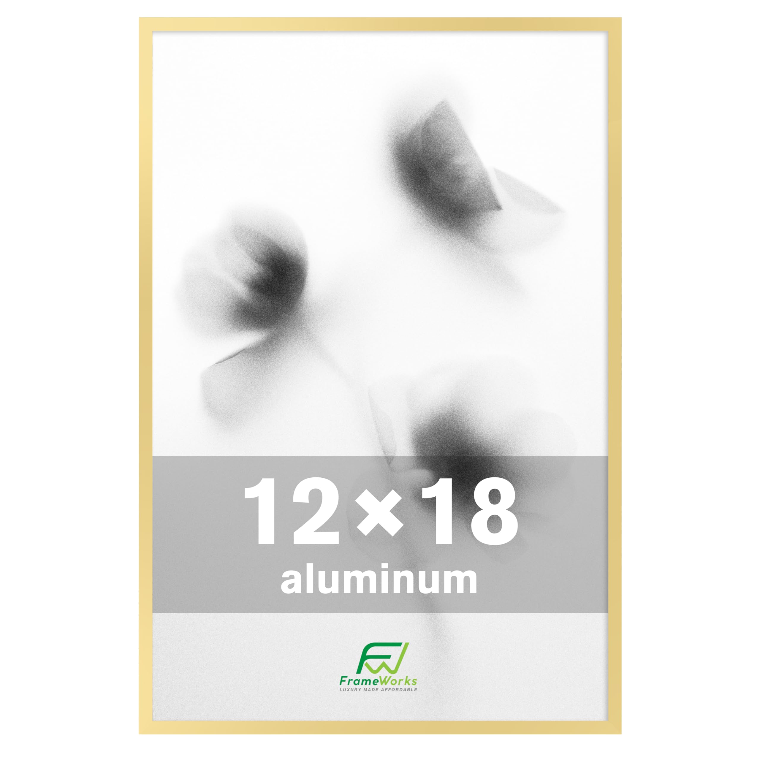 FrameWorks 12x18 Brushed Aluminum Poster Frame, Gold
