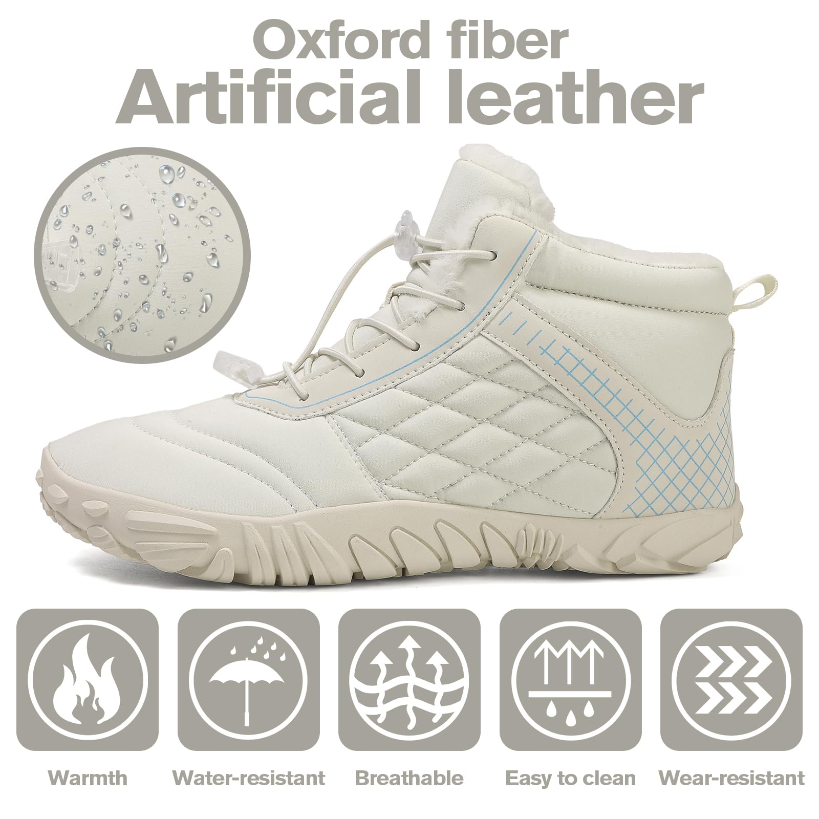 Winter Barfußschuhe Winterstiefel Herren Damen Wasserdicht Schneestiefel Warm Gefüttert Winterschuhe Anti-Rutsch-Schuhe Traillaufschuhe White45