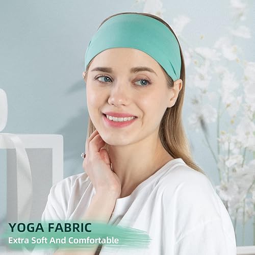 Miniatura 4 de RITOPER Diademas anchas de entrenamiento para mujer, antideslizantes, súper suaves, para yoga, correr, ejercicio, bandas elásticas para el cabello