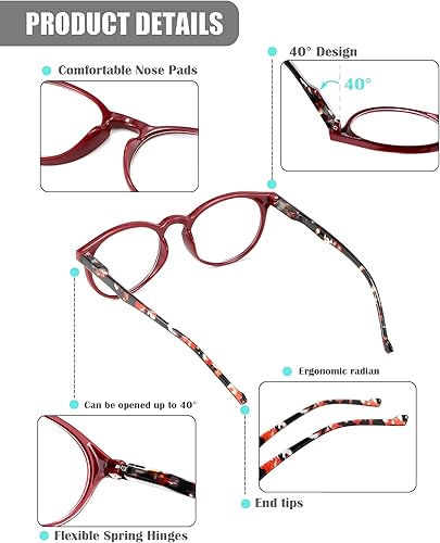 Miniatura 4 de MDee Reading Glasses 3 Pack Women Classics Round Blue Light Blocking Readers Glasses Ladies Spring Hinges