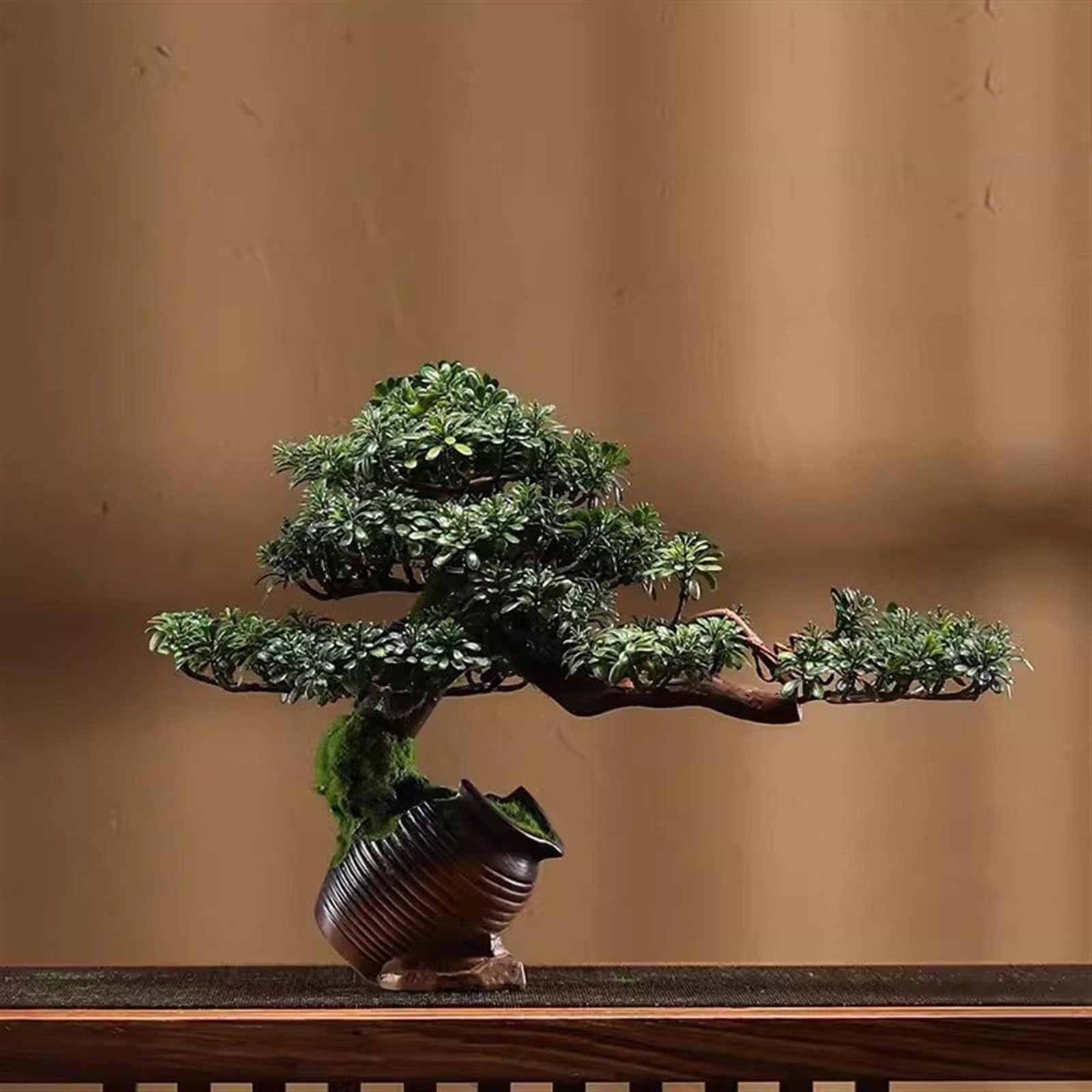 Bonsaï Artificiel Décoration de bocage d'entrée intérieure Simulation d'arbre Bonsaï Verdure Ornements Plantes artificielles en Pot Paysage Décoration de bonsaï