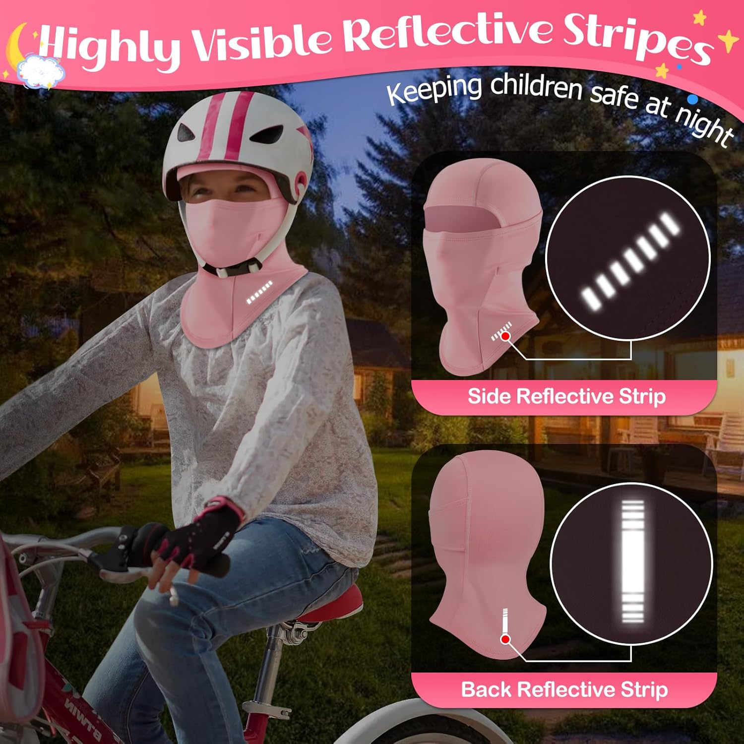 BKNOOU 2 Pack Kids Balaclava Ski Mask Winter Face Cover, Windproof Fleece Neck Gaiter for Boys Girls Cold Weather Face Mask - Image 7