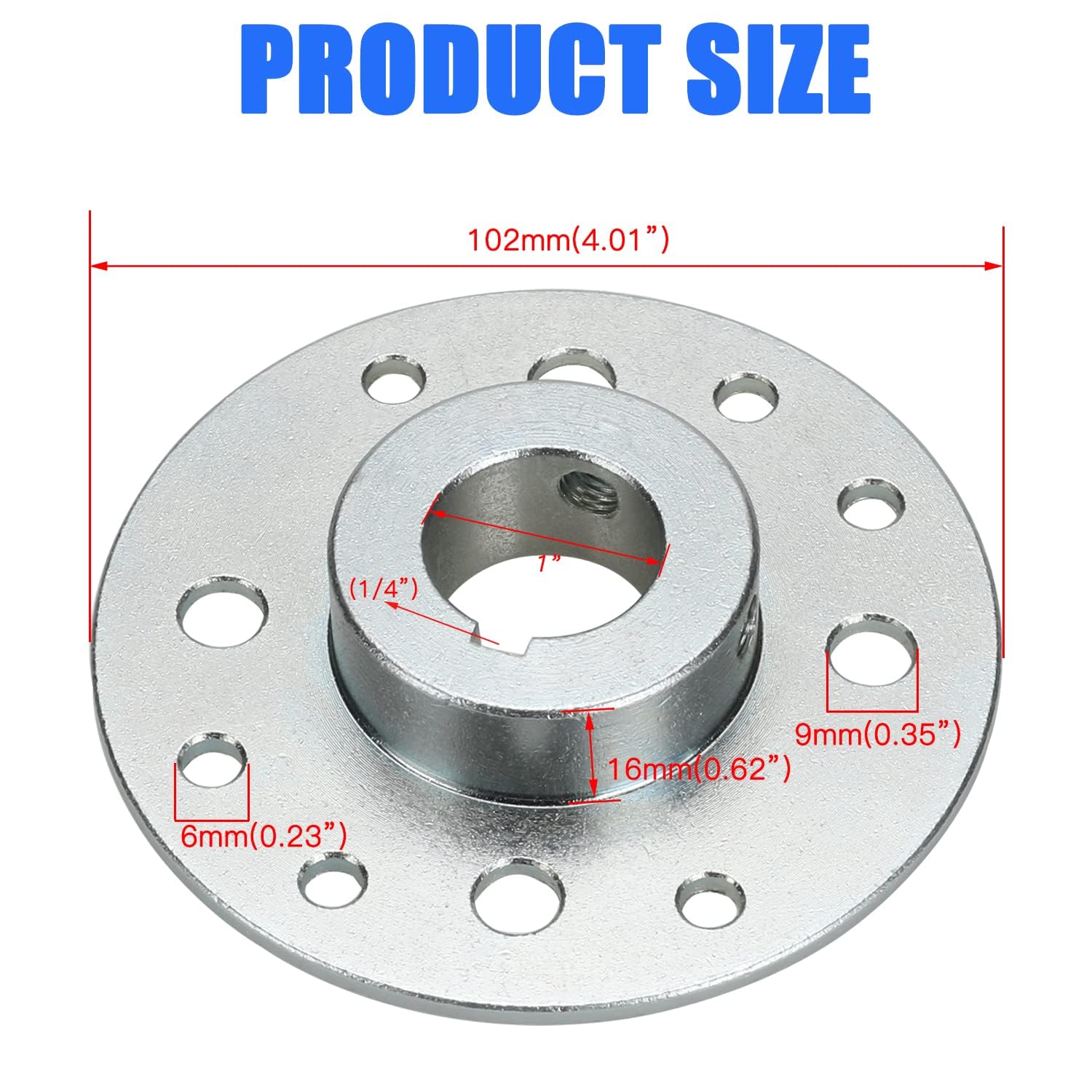 YOXUFA Go Kart Sprocket Hub 1" Bore 1/4" Keyway Assembly with #35 Chain 60T Rear Drive Sprocket 4 Hole for Go Cart Silver Parts