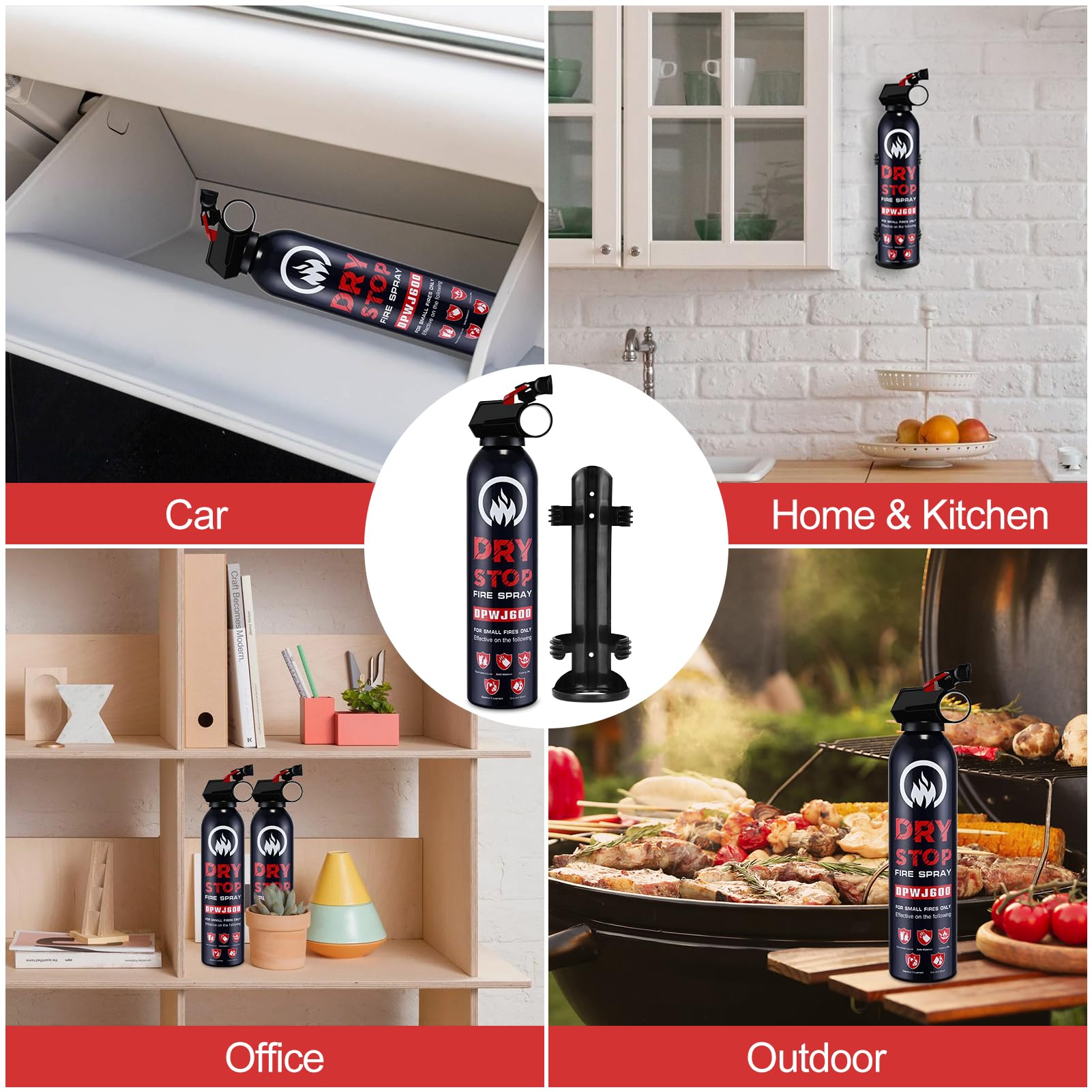 2Pack Dry Stop Fire Spray for Home - Auto Fire Extinguisher for Truck Vehicle, 600g Dry Chemical Powder A B C Fire Extinguisher for Kitchen, Car, Boat, Marine, Portable Use (2 Blue)