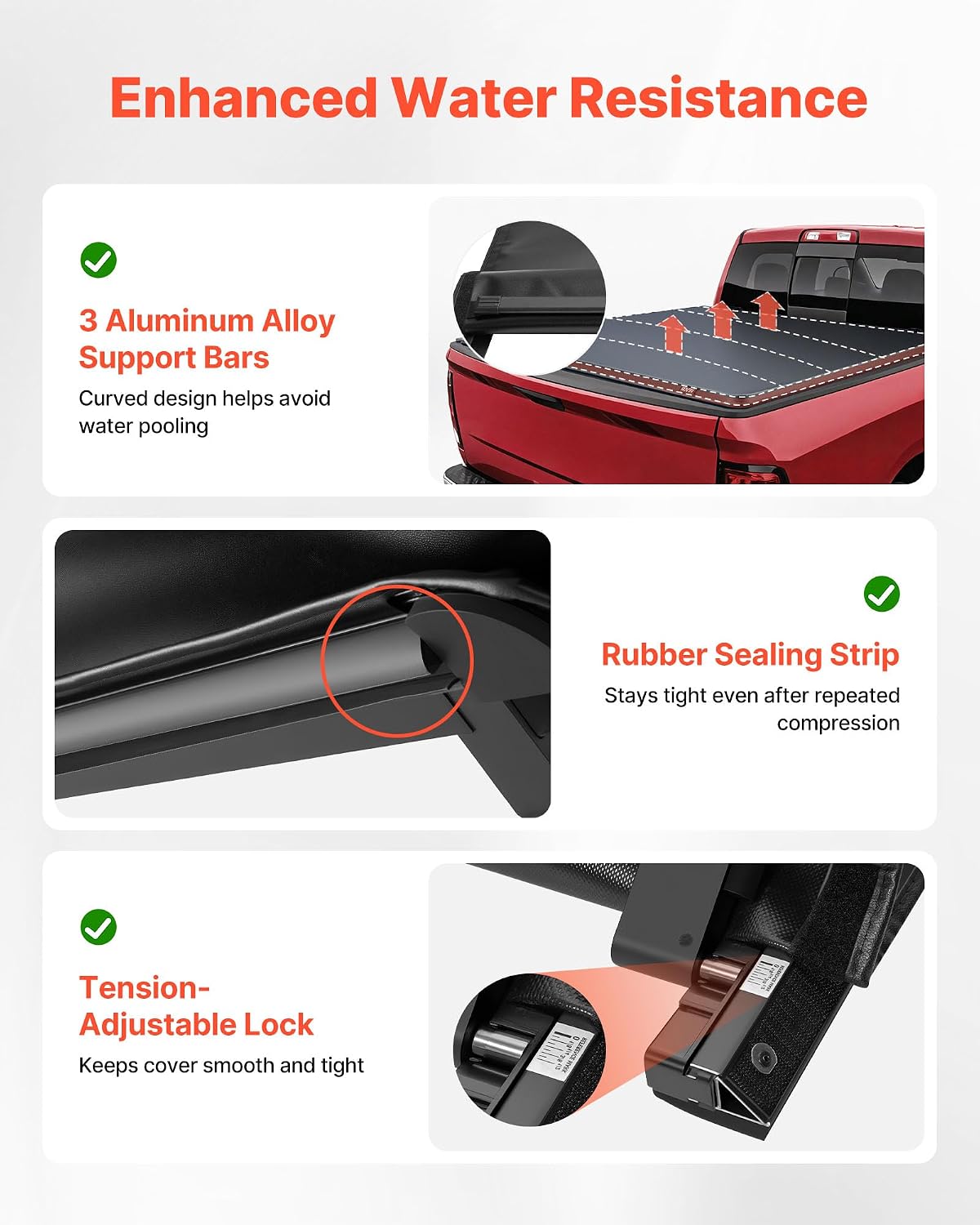 VEVOR Soft Roll-Up Truck Bed Tonneau Cover, Compatible with 2019-2024 Dodge Ram 1500 Classic, 2003-2025 Ram 2500 3500, Fits 6.4 ft (6 ft 4 in/76 in) Bed, PVC Tonneau Cover with Aluminum Alloy Bars