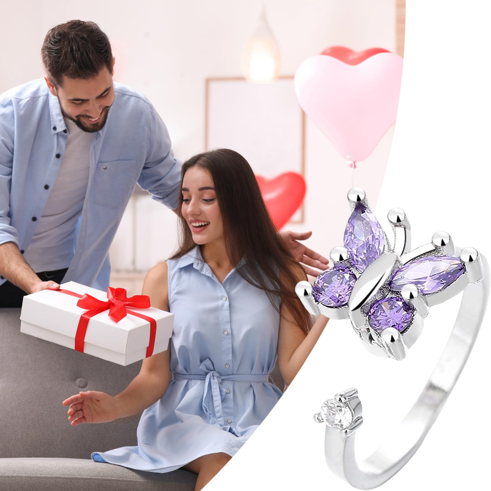 Anillos antiestrés Ajustables | Giratorio calmante para el Dedo, Accesorio para aliviar el estrés para Hombres y Mujeres, Oficina, Aula, Viajes, Trabajo, reuniones, Ideal para cumpleaños, día