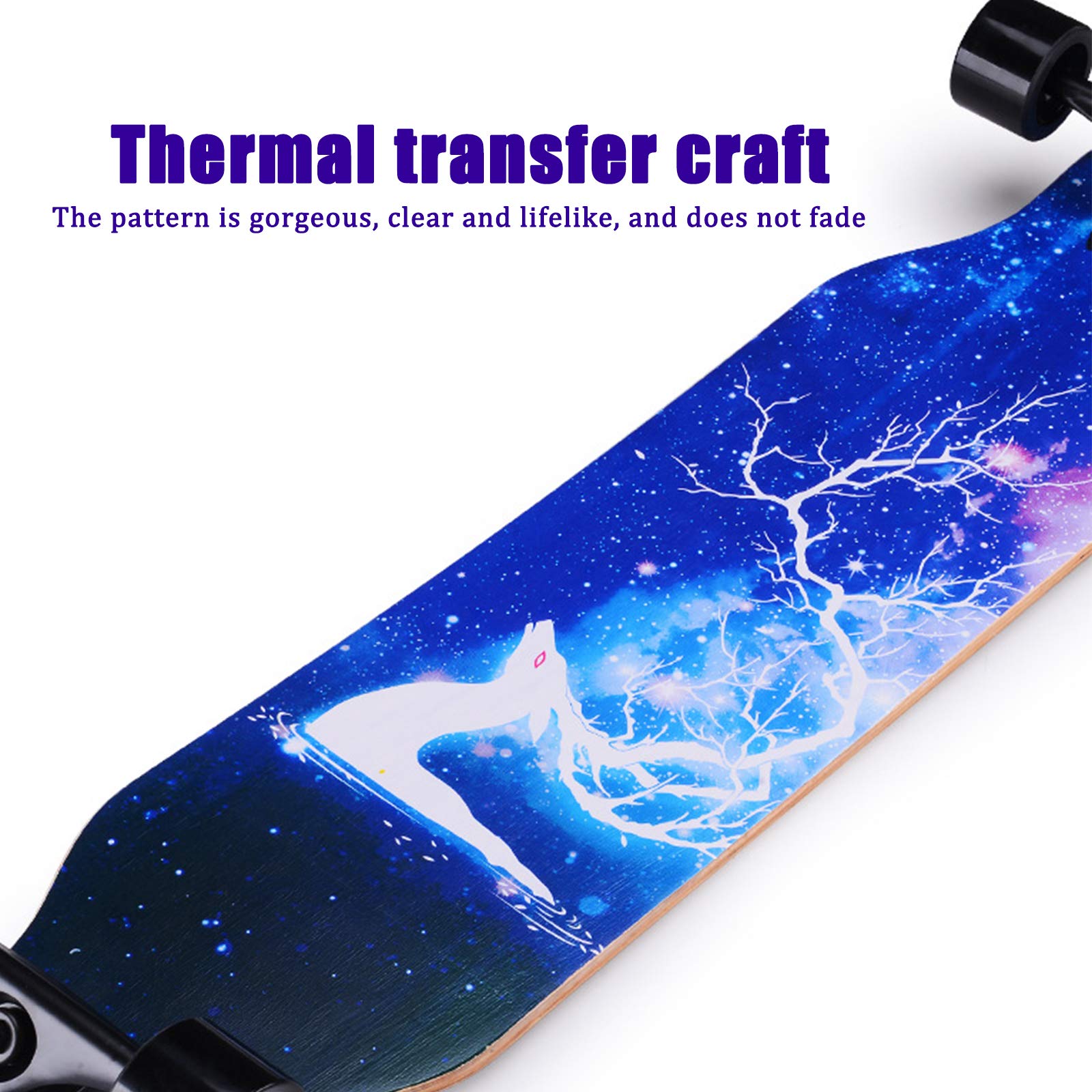 Skateboard 42 "pour Débutants, Planche à roulettes à Double Coup de Pied Concave Deck Penny Board, Planche à roulettes en Bois D'érable 8 Couches pour Enfants, Adolescents et Adultes,XVBVS