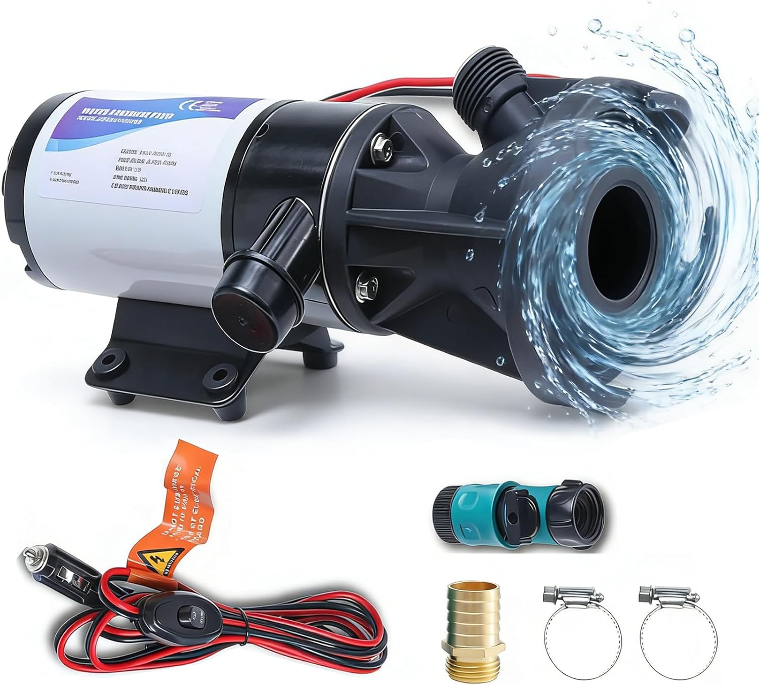 Waste Pump for RV,Macerator Pump for RV,12V 12GMP Quick Release Sewage Pump with Garden Hose Discharge Port for Boat,Marine