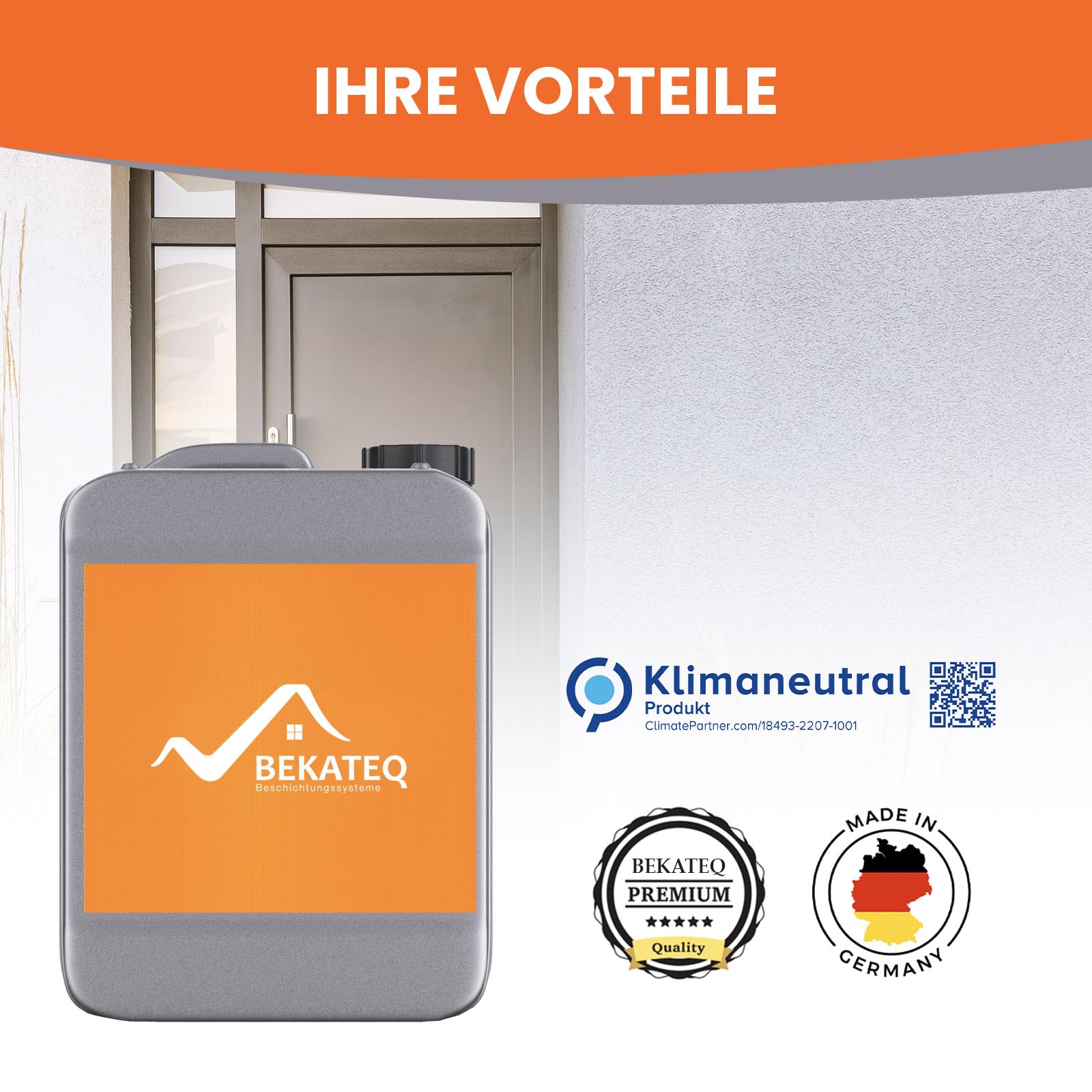 Fassadenreiniger 10l Set mit Sprühflasche + Vliestuch - Reiniger für Putz, Hauswand, Klinker - Steinreiniger, Dachreiniger, Terrassenreiniger - entfernt Algen, Moos, Pilze, Schimmel - BEKATEQ BE-680