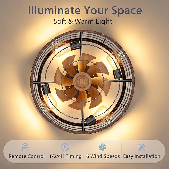 Ventilador de Techo 19.7 Pulgadas Con Luz y Control Remoto 1 miniatura 8