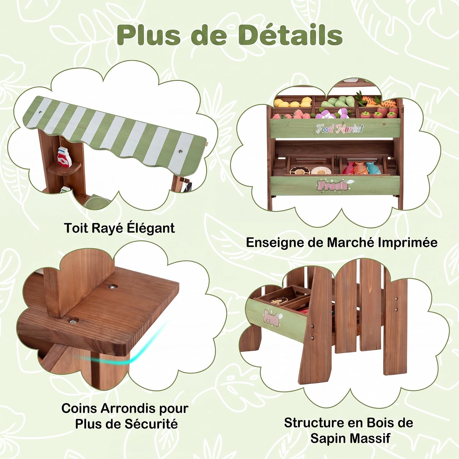 COSTWAY Marchande Enfants Montessoir en Bois Sapin avec Tableau Noir