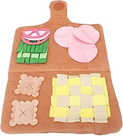 Zerodis Tapete Olfativo para Cães, Brinquedo Interativo de Pelúcia Macia para Alimentação Lenta, Estimula a Mente, Alivia o Estresse e Reduz o Tédio, Quebra-Cabeça Portátil para (Menu marrom escuro)