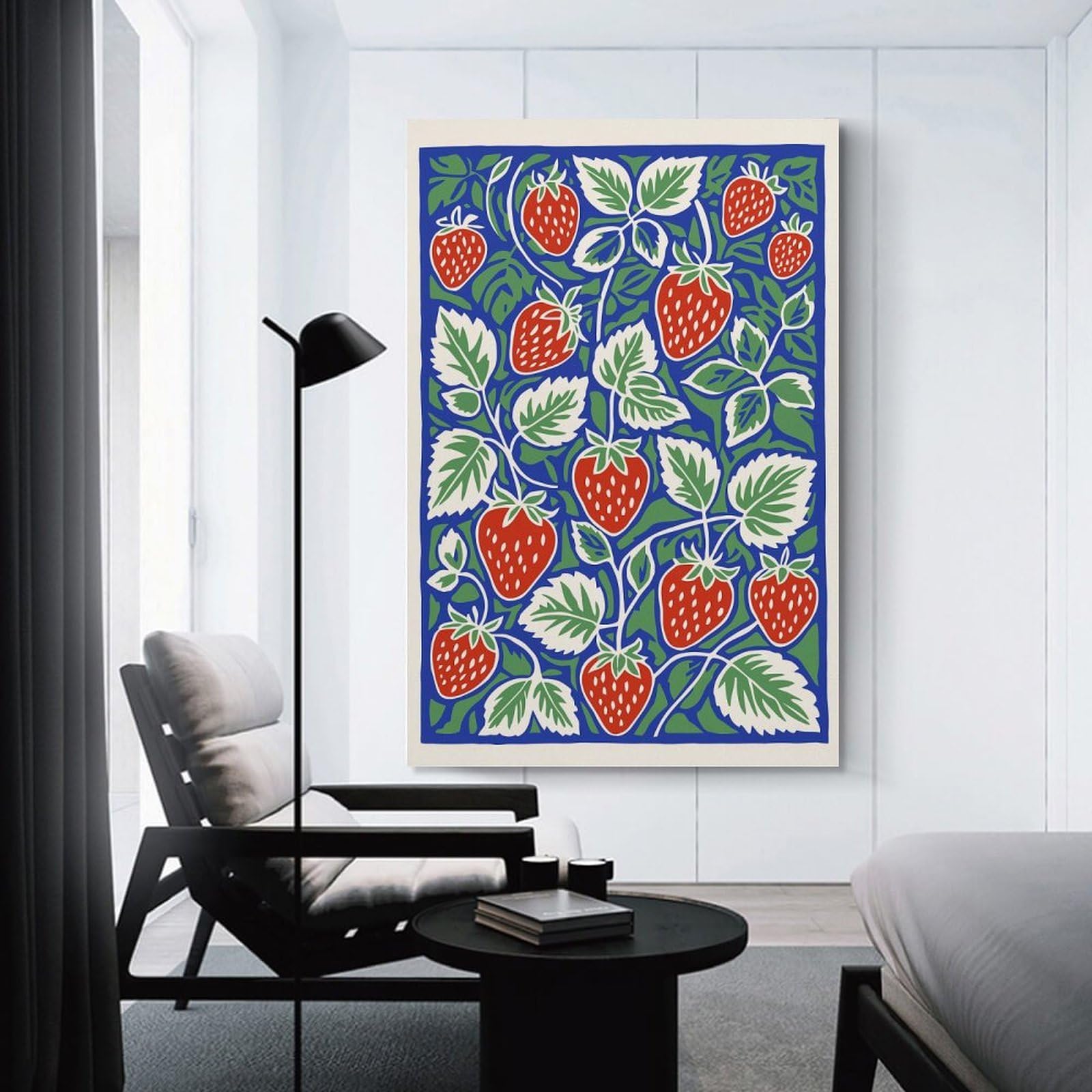 Junmoney Canvas Art Print Retro Strawberry Pattern, 20x30inch(50x75cm), for Gallery Wall Layouts in Home Or Office, A Versatile Canvas Print for Layering