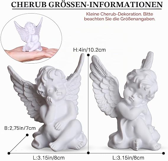 orenm 2 Pieces Angel Figurine Resin Sleeping Angel Figurine Sculpture for Indoor Outdoor Home Decoration Cute Adorable Angle Sculpture Memorial Statue 10cm (White)