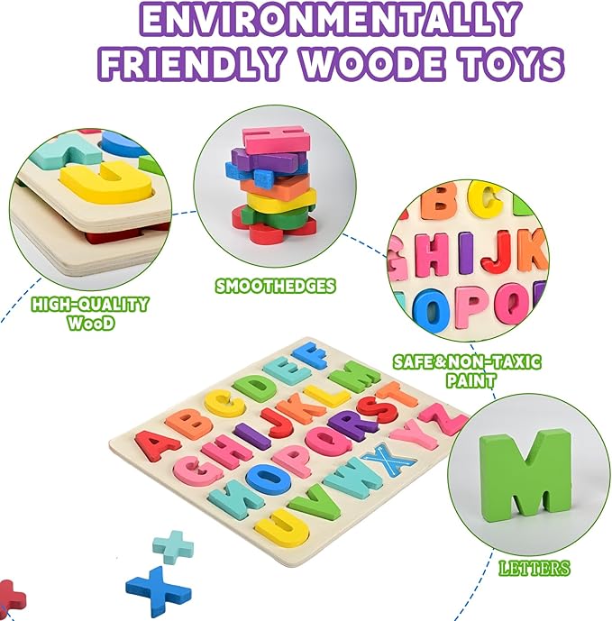 Rompecabezas de Madera Abecedario Letras Educativo para Nino miniatura 6