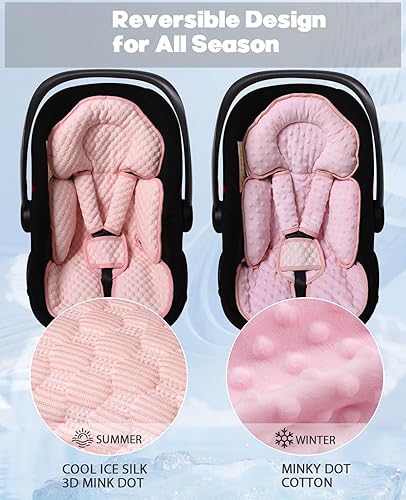 Miniatura 3 de Inserto de asiento de automóvil para bebé, cojín reversible 2 en 1 para recién nacidos y niños pequeños, almohadilla de apoyo para la cabeza y el