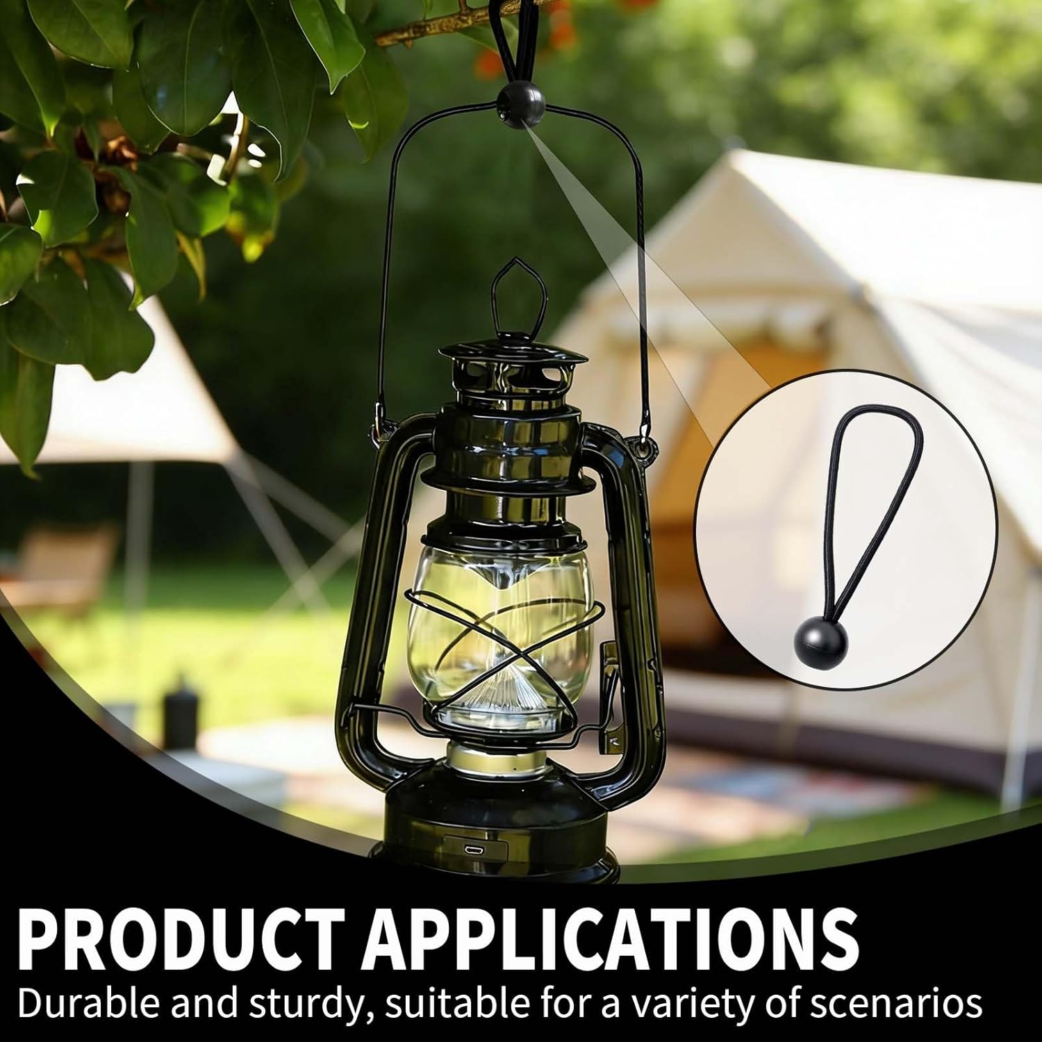 30 Pieces Elastic Bungee Cord with Ball, Bungee Ball, Elastic Sandow for Camping Tents, Tarpaulins, Banners, Household Items, 15 x 10 cm + 15 x 15 cm