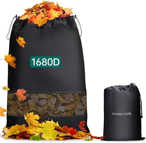 CHANGE MOORE 1680D Upgraded Lawn Tractor Leaf Bag, 97.2"x54.3" Thickened Lawn Mower Garden Leaf Grass Catcher Bags for 2 Bag Leaf Collection Mower Tractor with Storage Bag