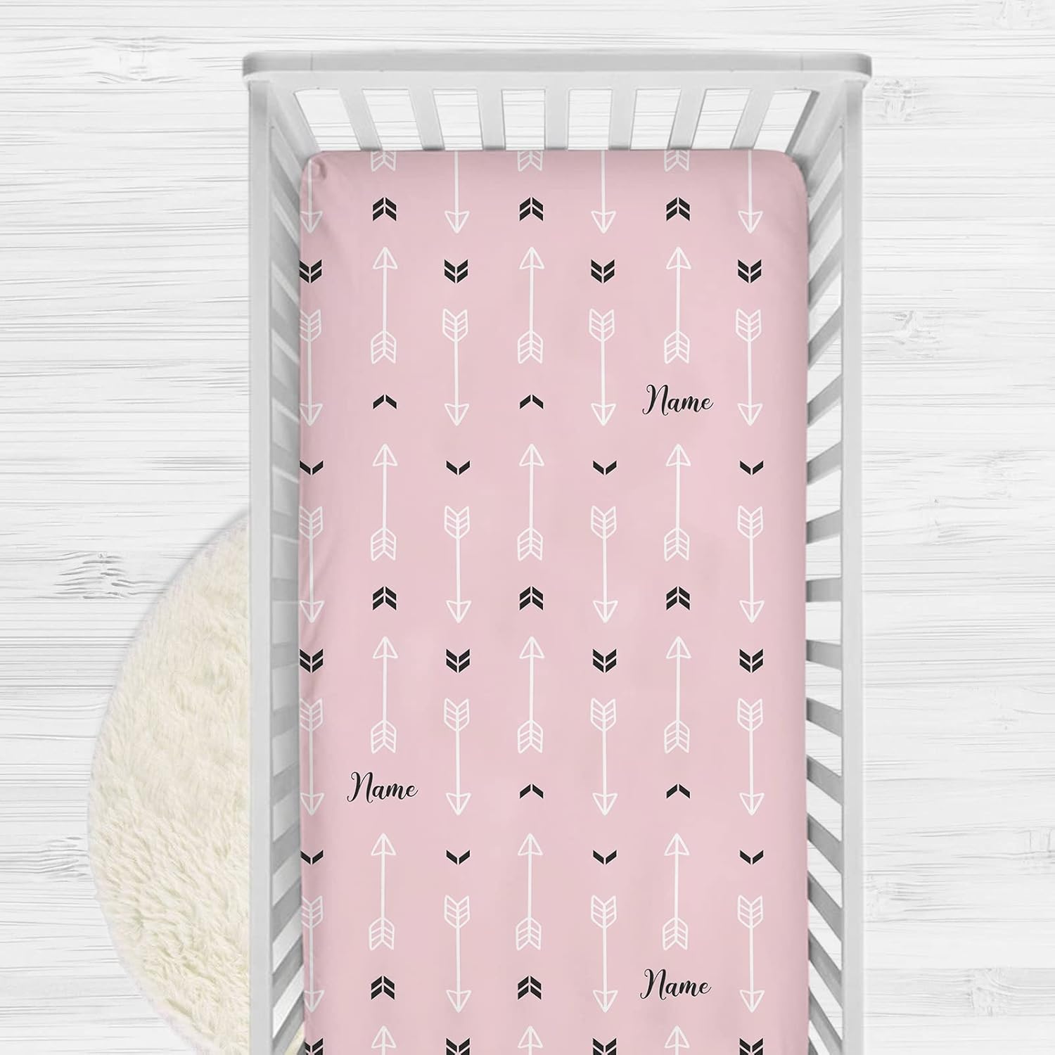 Personalized Fitted Crib Sheet with Name, Custom Baby Crib Sheets for Boys and Girls, Mini Crib Sheets for Standard Crib and Toddler Mattresses, Name Crib Sheets (Woodland Animals)