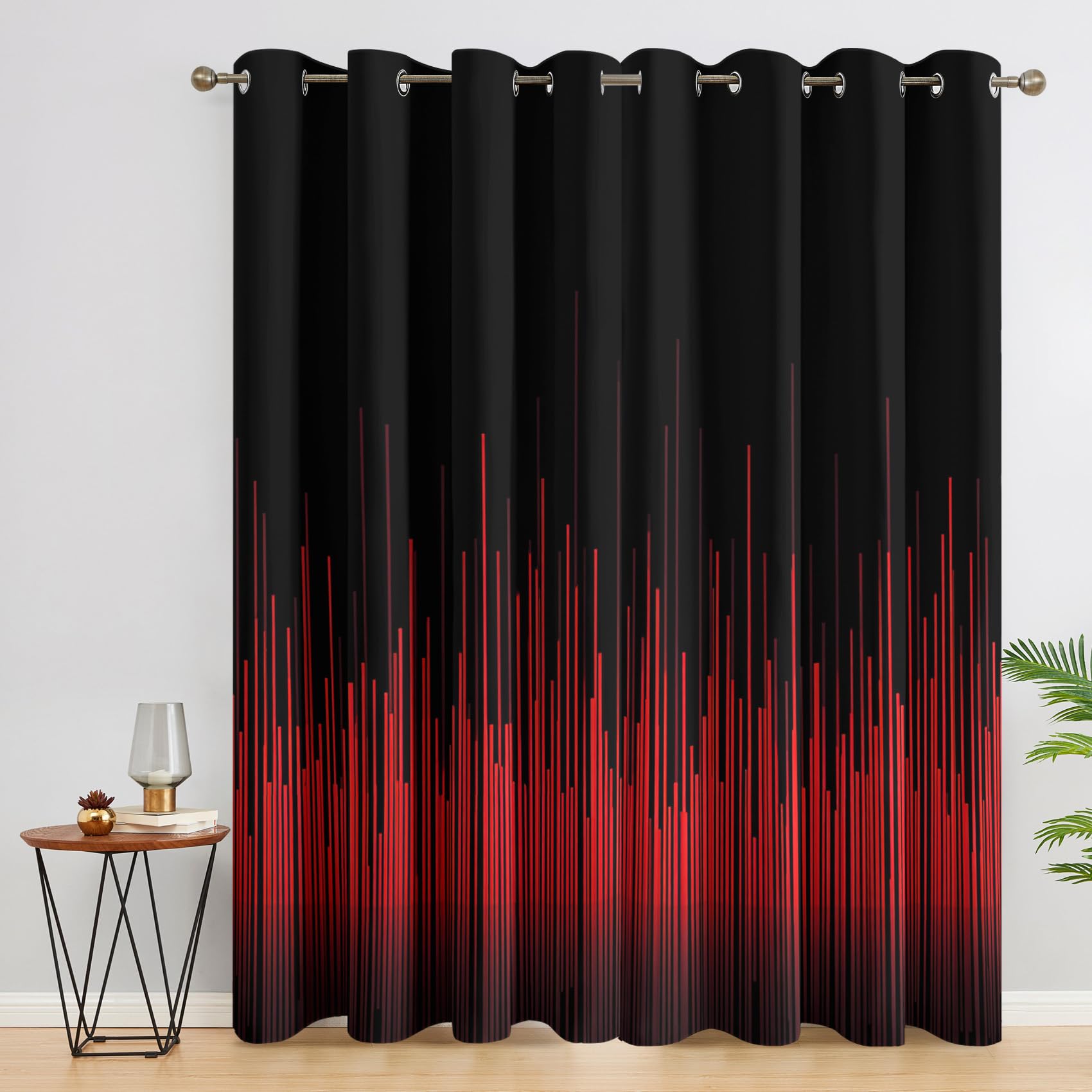 Générique Rideaux Occultant Rouge et Noir, 166 cm Hauteur