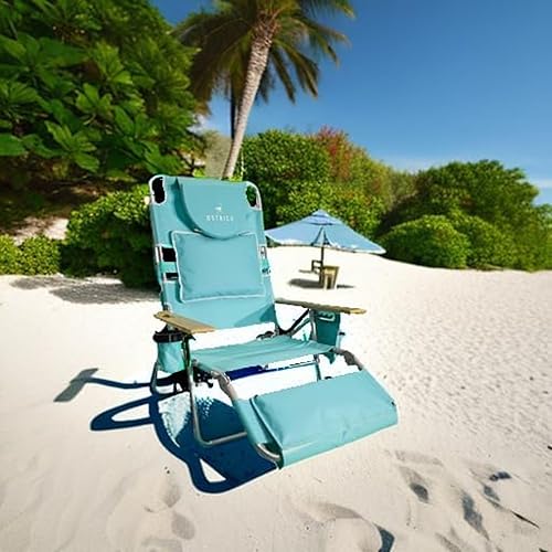 Miniatura 8 de Ostrich - Silla reclinable de aluminio Ostrich Deluxe 3 en 1, reposera portátil con reposapiés acolchado y cojín extraíble, con orificio para el