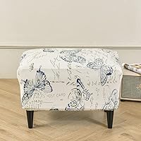 Vista 25 de Funda elástica otomana rectangular para taburete, funda de elastano estampada para reposapiés, protector antideslizante para reposapiés, con parte #1