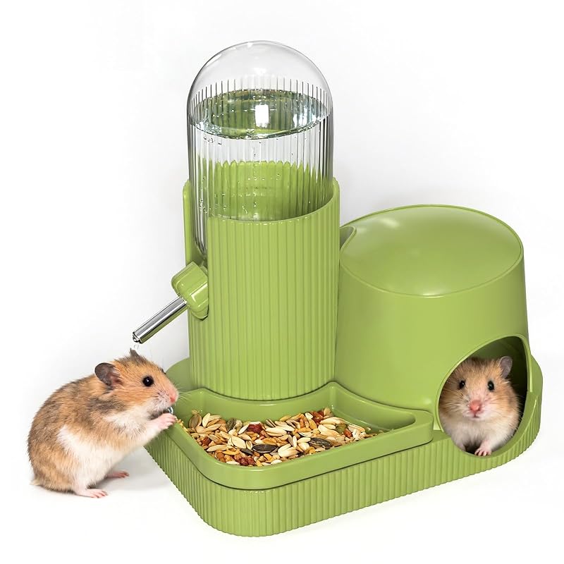 Bebedouro para Hamster 3 em 1 com Comedouro e Esconderijo, BAGHPBM, Verde, H0011