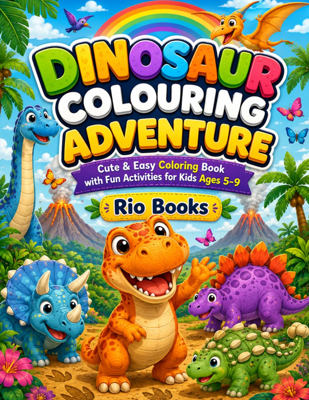 Dinosaur Coloring Adventure: Fun Dinosaur Coloring Book for Boys and Girls Ages 4–9 with Activities, Mazes, Puzzles & Games