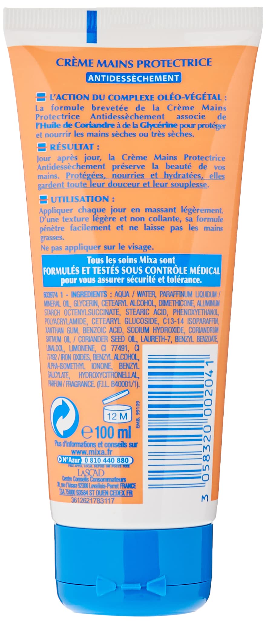 Mixa Intensive Skin Dry - 100% olej roślinny ochronny krem do rąk - ochronny krem do rąk - 100 ml