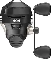 Zebco Carretel de pesca Spincast 404, tamanho 40, mão direita, alerta de mordida integrado, engrenagens de metal, pino de captação de aço inoxidável, com linha de pesca Zebco de 6,8 kg, preto