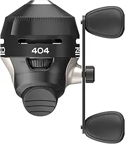 Zebco Carretel de pesca Spincast 404, tamanho 40, mão direita, alerta de mordida integrado, engrenagens de metal, pino de captação de aço inoxidável, com linha de pesca Zebco de 6,8 kg, preto