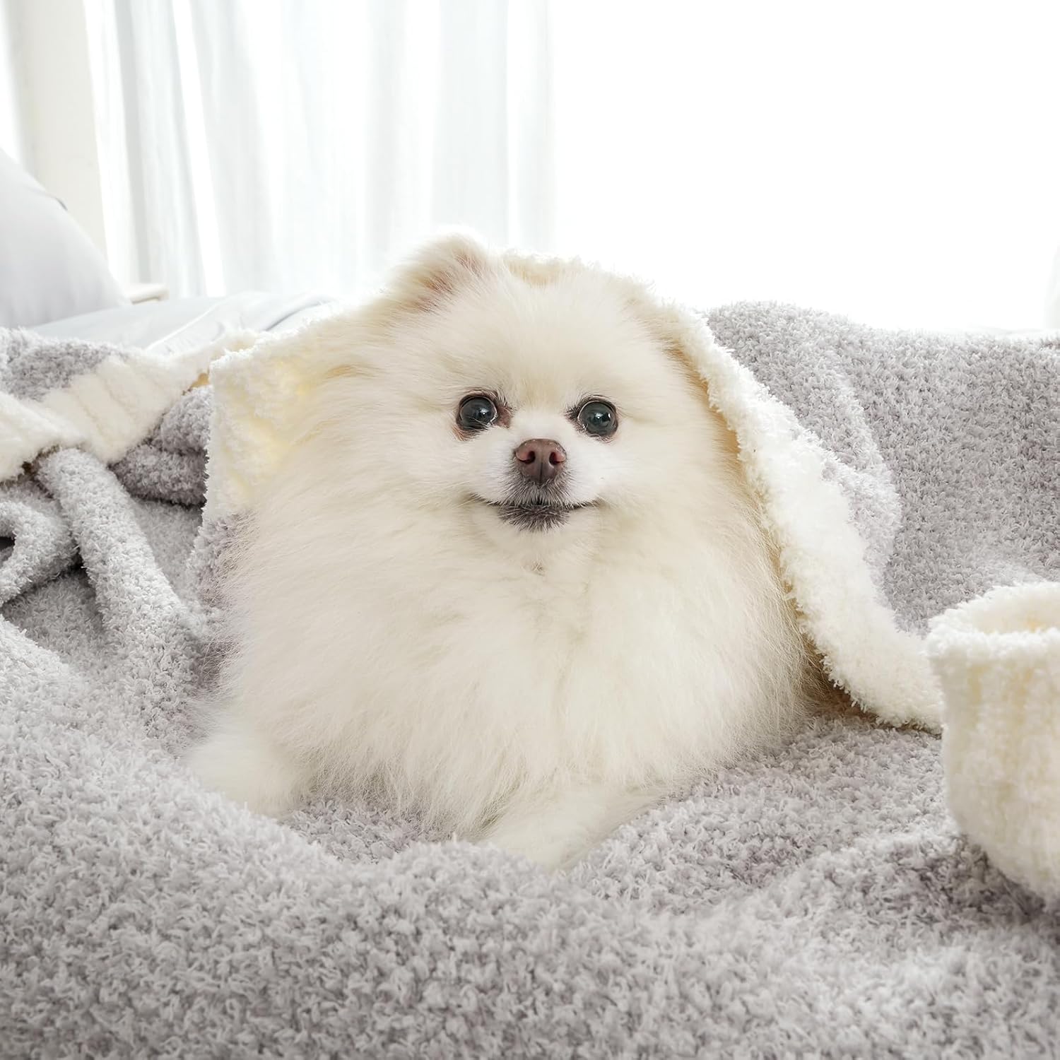 Snuggle Sac Queen Size Bedding Blanket Grey Color, Super Soft Warm Blankets for Bed, Living Room, Luxurious Microfiber Blanket Dupes, Heather Grey, 90x90 inches - Image 5