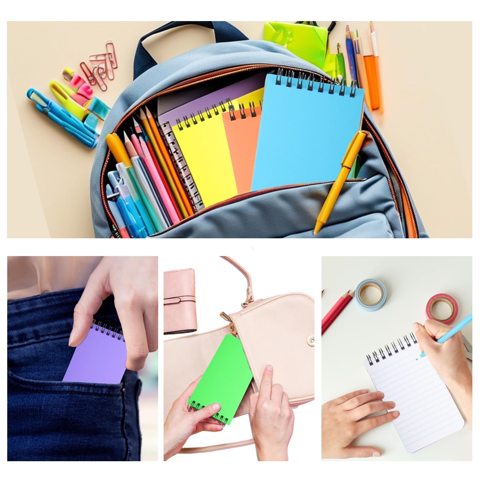 Quanerba Lot de 9 petit A7 carnet 7,6 x 12,7 cm, mini carnet de notes