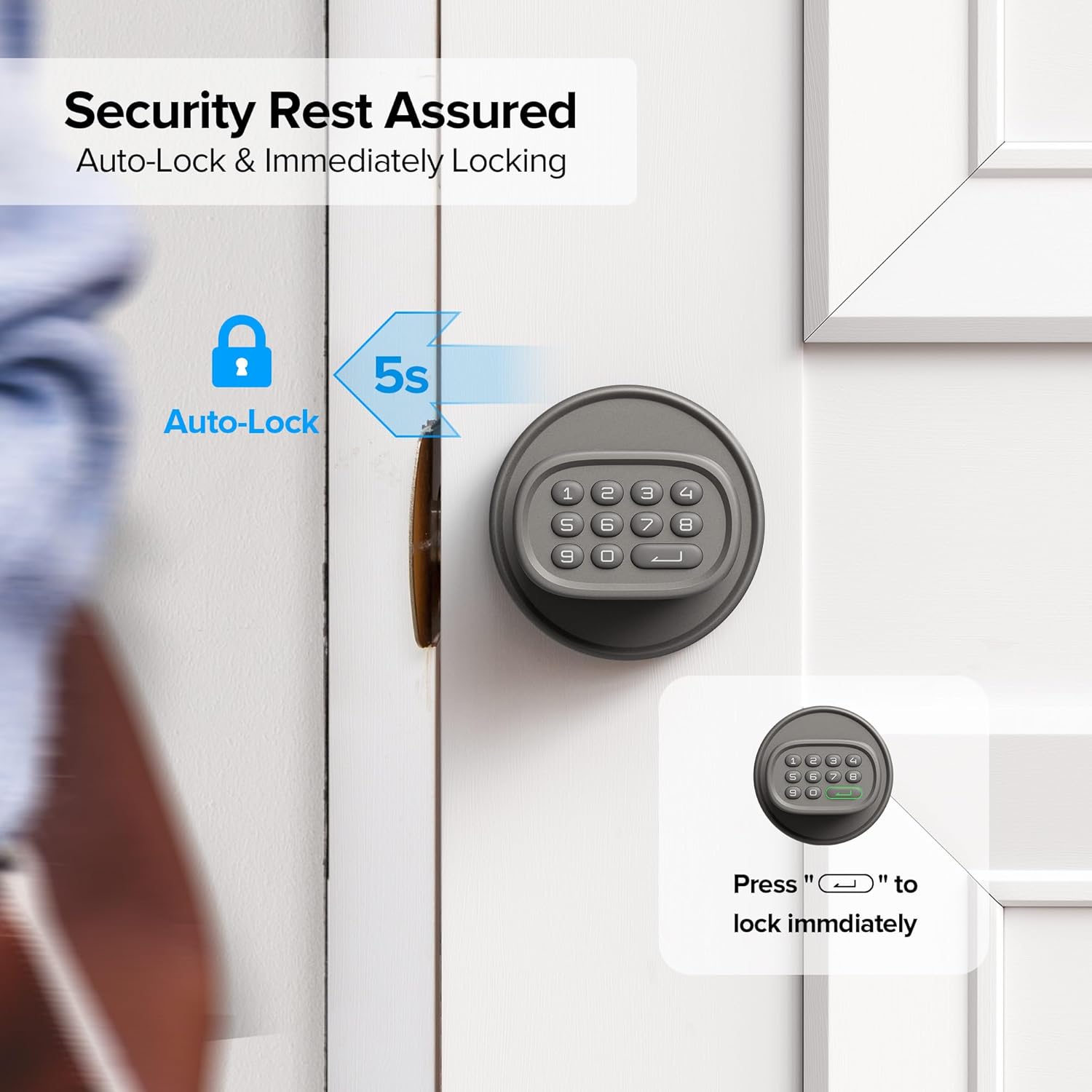 Keypad Door Knob M1(2 Set, Titanium and Silver)