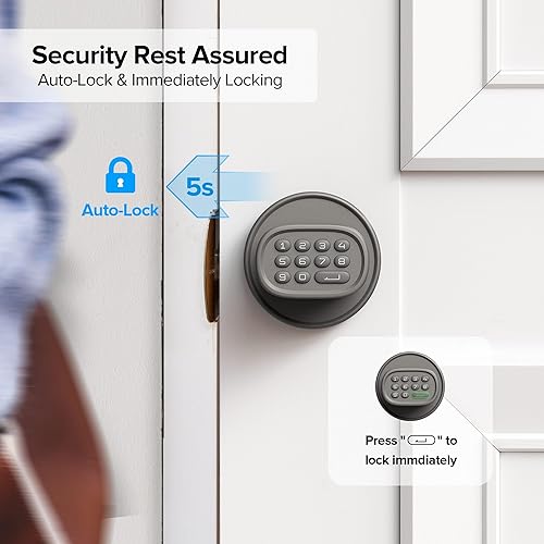 Miniatura 7 de Cerradura de puerta de entrada sin llave, cerradura de puerta de huellas dactilares con teclado biométrico, bloqueo automático para puertas