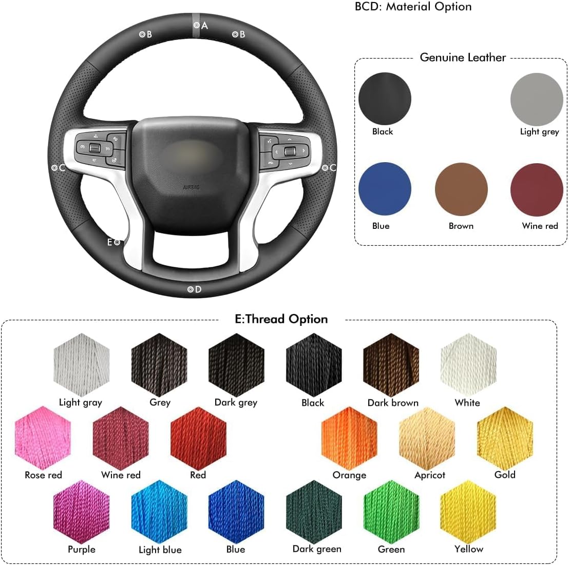 MEWANT Steering Wheel Cover for Chevy Silverado 1500/2500/3500/Blazer/Suburban/Tahoe Silverado Accessories Steering Wheel Wrap