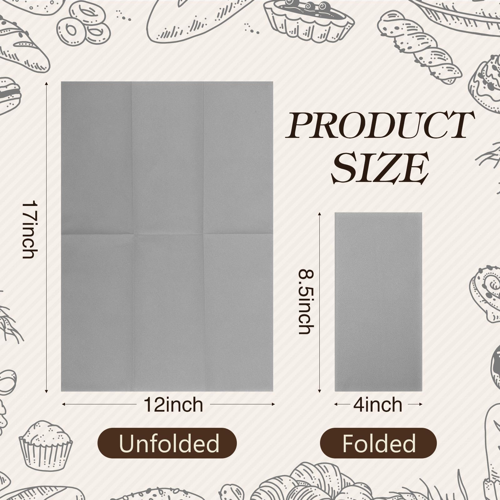Qilery Lot de 100 serviettes de table en papier colorées au toucher lin - Douces et absorbantes - Jetables - Pour fête de mariage, salle de bain, cuisine (gris) - 43,2 x 30,5 cm