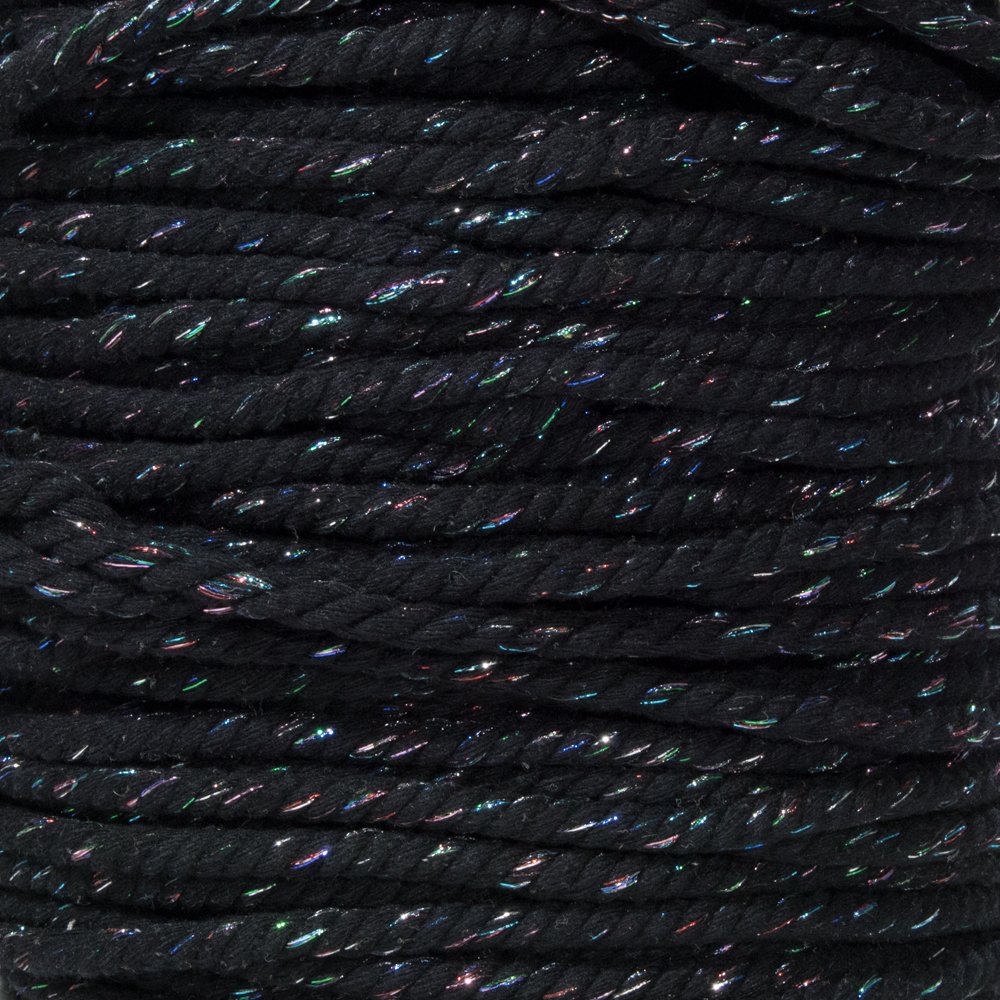 Super Soft 3 Strand Twisted Cotton Rope (Midnight, 1/4 Inch x 100 Feet)