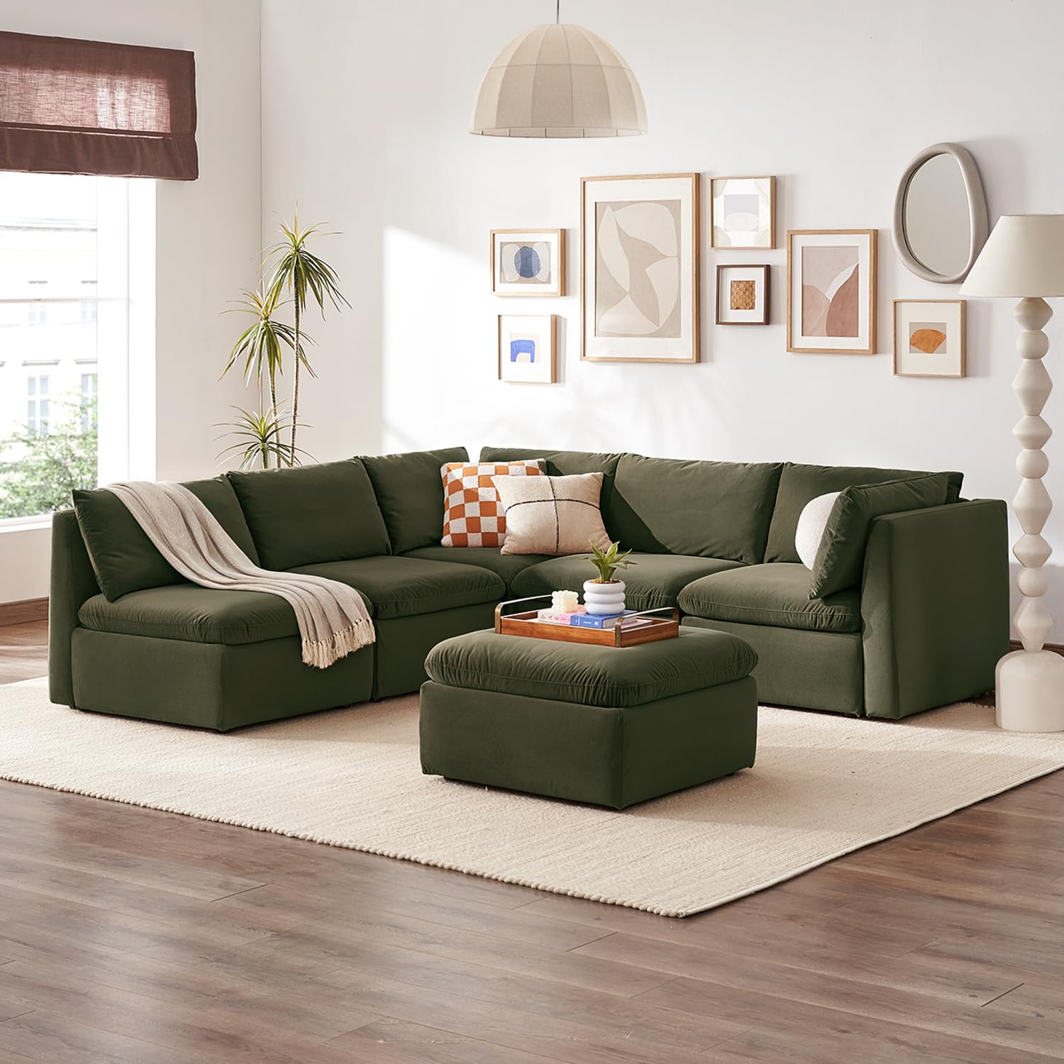 mopio Oversized Modular Sectional Sofa with Fully Removable Covers and Storage, Convertible U, L-Shaped and Sleeper Sectional, Modern Couches with
