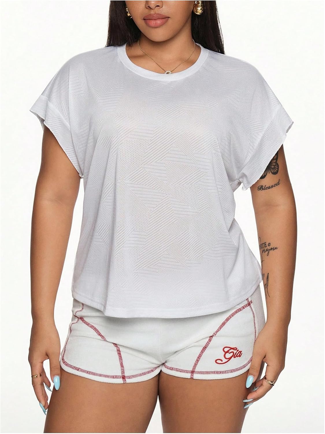 OYOANGLE Women's Plus Size Open Back Workout Top Breathable Short Sleeve Backless Yoga Running Gym Tshirts