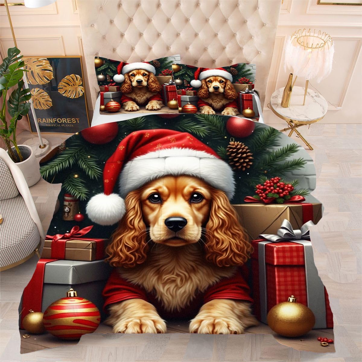 Couette Chien de Noël 240x260 cm, le cadeau de literie idéal pour les fêtes en famille
