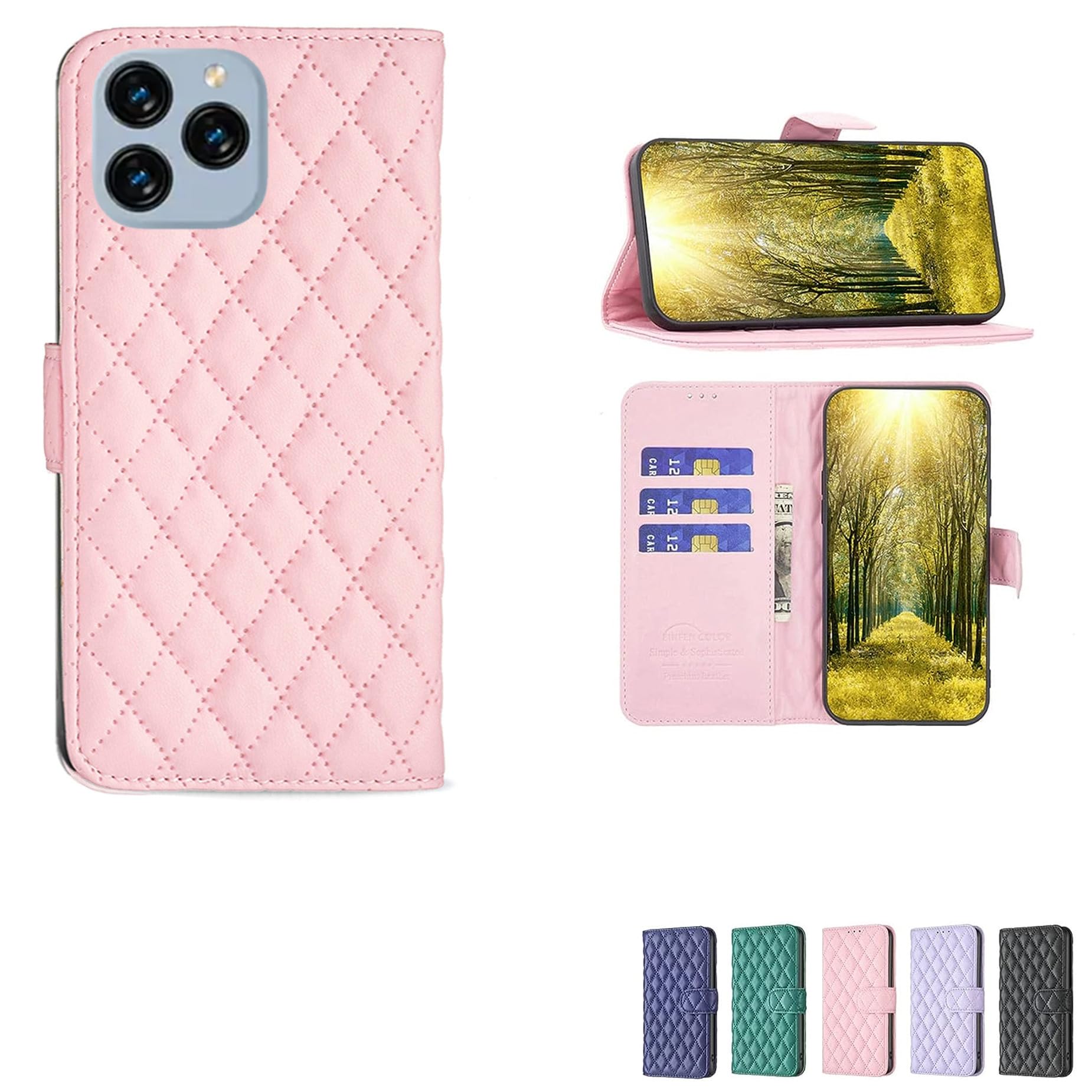 jioeuinly Case Compatible for Kxd Classic A07 Phone Case Cover Flip Stand Cover Women Wallet Pink