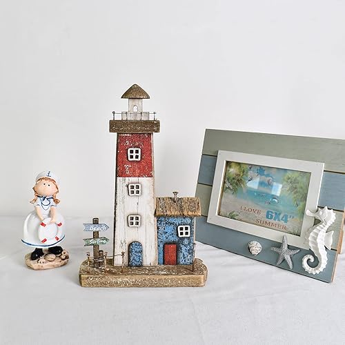 Miniatura 2 de Decoración náutica, letrero de madera para faro de mesa costera, centro de mesa costera, decoración temática de playa, decoración decorativa de