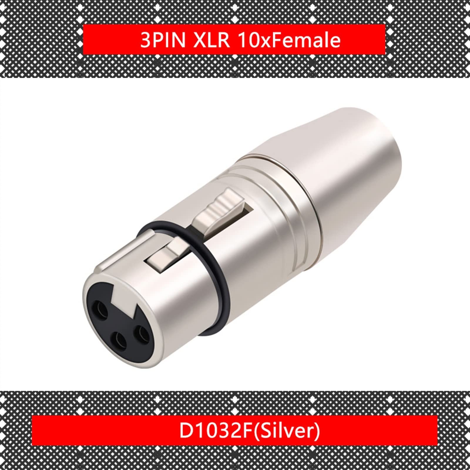 Convertidor de enchufe hembra macho plateado XLR de 3 pines a conector de Audio adaptador de micrófono estéreo Jack de 3,5mm 10 Uds (Size : 10xD1032F)