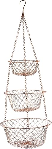 Miniatura 8 de Fox Run 3-Tier Copper Kitchen Hanging Fruit Baskets, 32 Inches Cobre