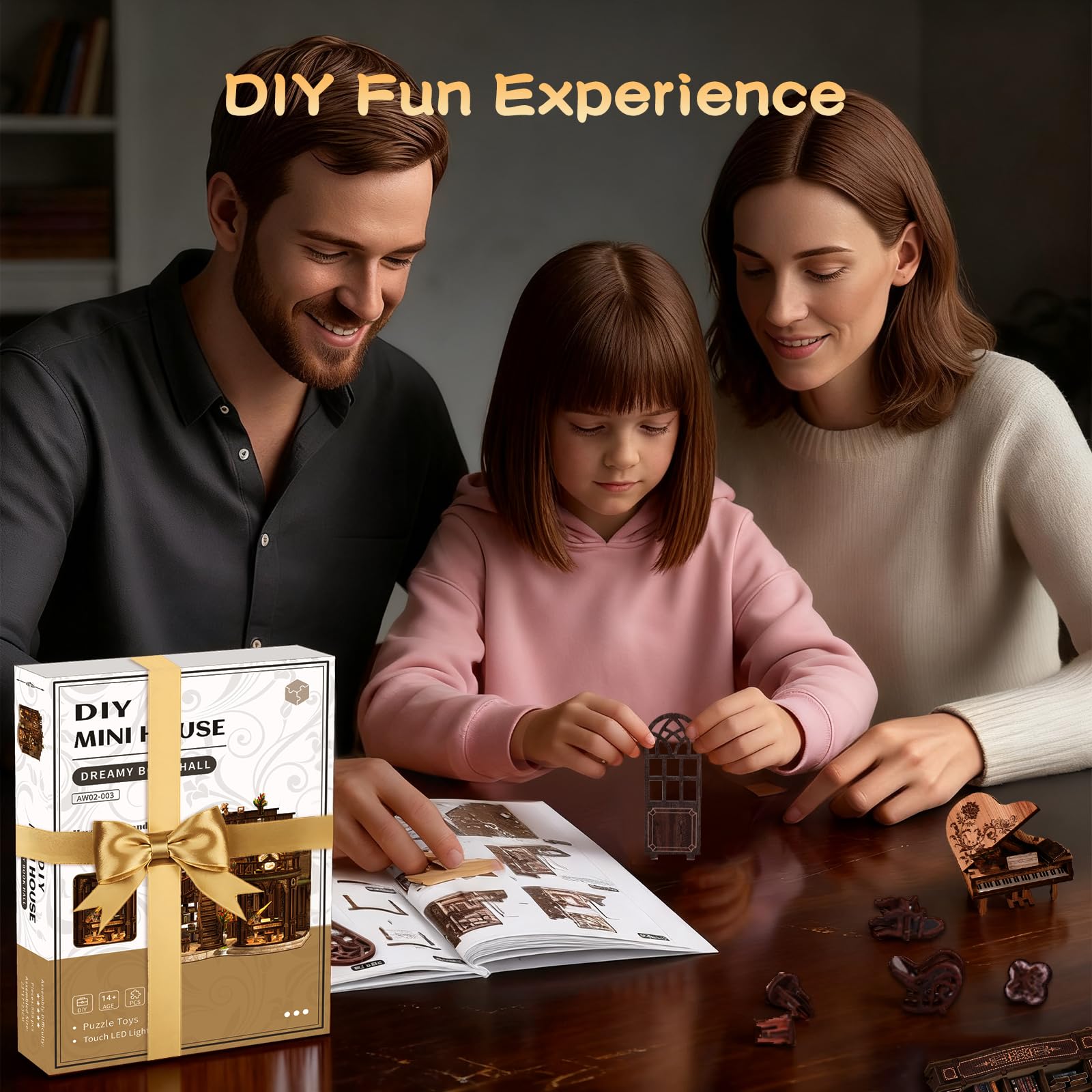 Kit di angoli per libri fai da te, casa delle bambole Booknook, kit in miniatura per libreria, inserti, decorazioni artigianali