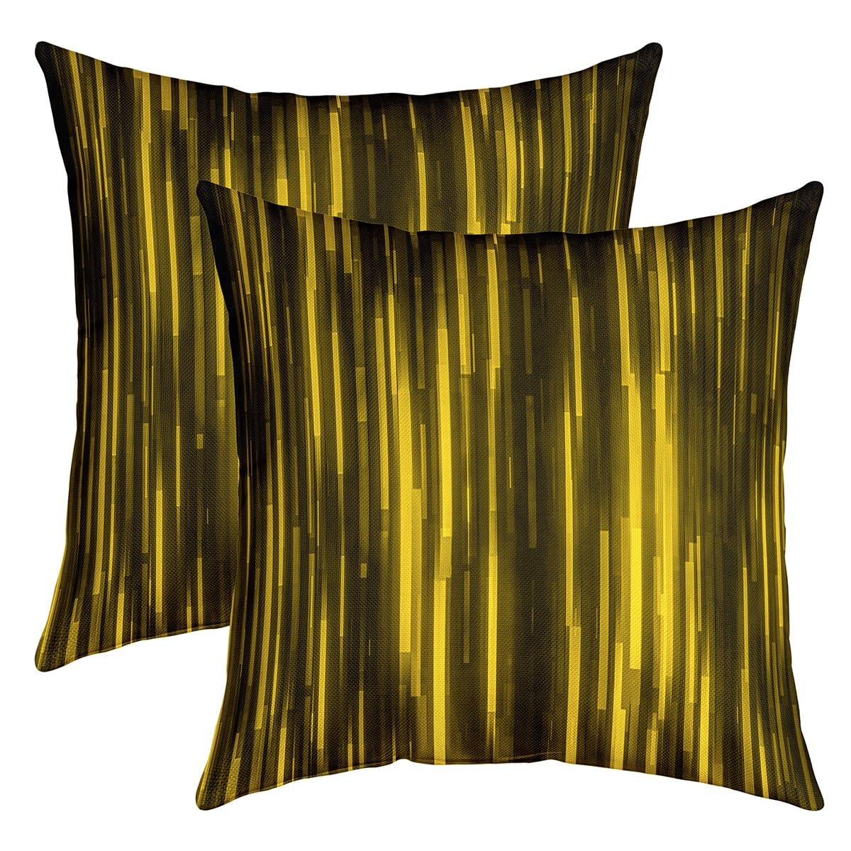 Homemissing Kids Yellow Ombre Throw Pillow Covers 24x24 Inch Set of 2 Pillow Cases Cushion Covers Decor Strip Lines Decorative Throw Pillowcases Geometric Yellow Black Cushion Cases Bedroom